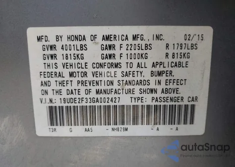 2016 Acura Ilx 2.4L/Acurawatch Plus Package z USA, uszkodzony, nr VIN 19UDE2F33GA002427